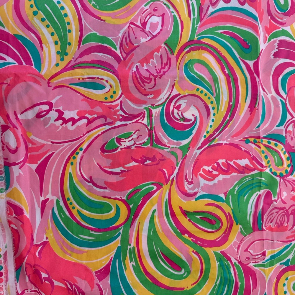 Lilly Pulitzer Vibrant All Nighter Flamingo cotton poplin 160”x56”